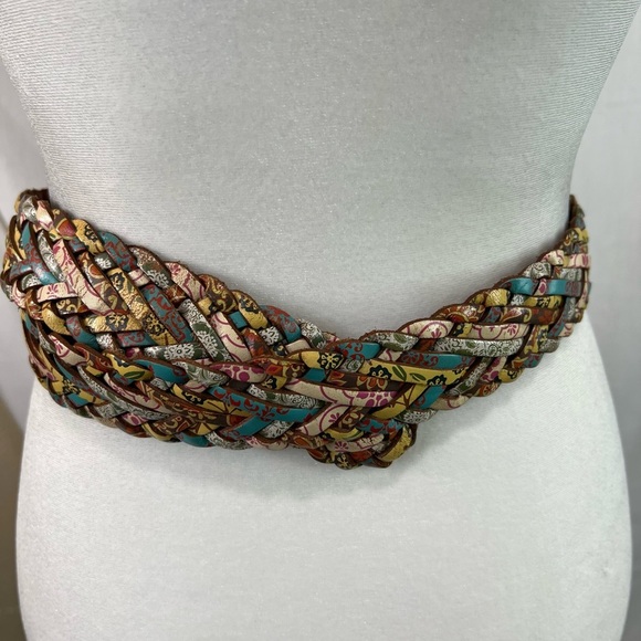 FOSSIL Screenprint Bright Braid Multicolor Belt Women's 44” Long Boho Hippie Y2K - Picture 5 of 7
